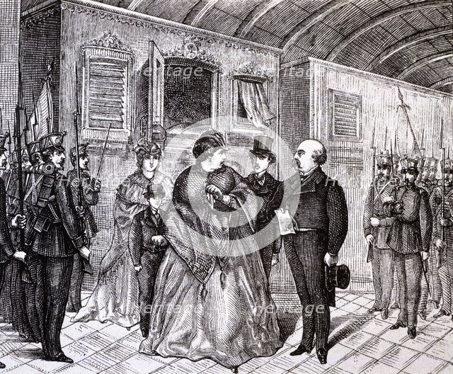 Revolution of 1868, exit of Isabella II and the royal family from their residence to go into exi…
