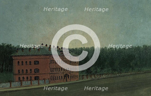 View of the Student Hostel on the Right Corner of the University Grove, Tomsk, 1887. Creator: Pavel Mikhailovich Kosharov.