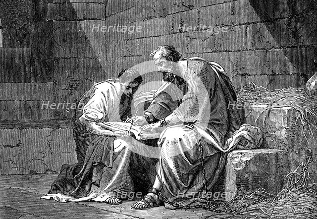 St Paul the Apostle in prison, writing his epistle to the Ephesians, 1st century AD (19th century). Artist: Unknown