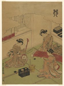 Koto (Kin), from an untitled series of the four accomplishments, c. 1772/75. Creator: Utagawa Toyoharu.