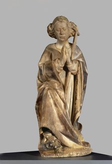 A person praying. Sculpture from the tomb of Bishop Bernat de Pau (1394-1457), made in alabaster,…