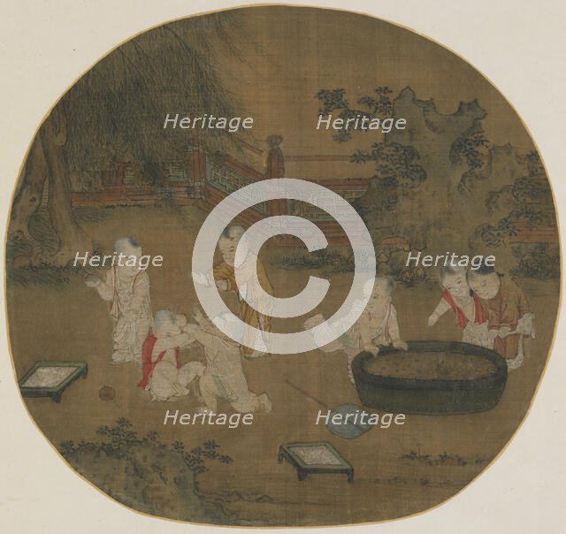 Children playing in a garden, Ming dynasty, 1368-1644. Creator: Unknown.