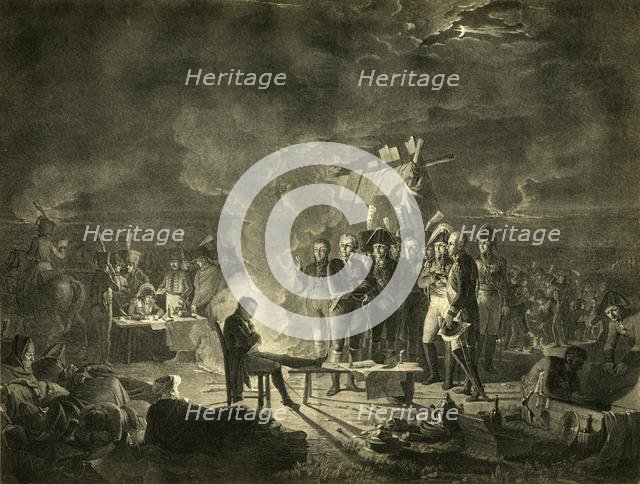 Napoleon's bivouac on the battlefield of Wagram during the night of 5-6 July 1809, (1921). Creator: Heinrich Guttenberg.