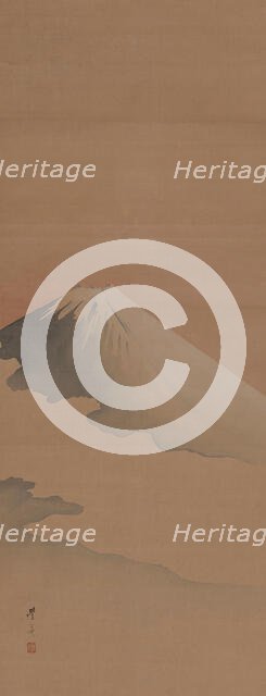 A view of the summit of Mount Fuji, 1840. Creator: Toyohiko; Okamoto (1773-1845).