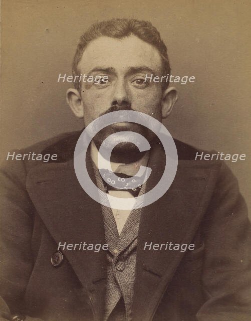 Colombet. Frédéric. 28 ans, né à Prigonnieux (Dordogne). Employé de commerce. Anarchiste. ..., 1894. Creator: Alphonse Bertillon.