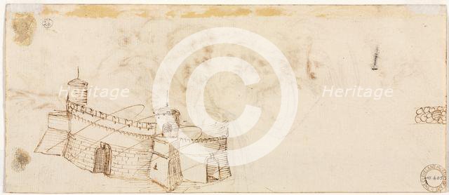 Crenelated Fortress (verso), 2nd half 1500s. Creator: Agostino Carracci (Italian, 1557-1602).