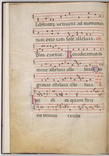 Leaf 4 from an antiphonal fragment (verso), c. 1275. Creator: Unknown.