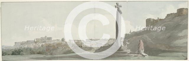 View of Ariano and monument, known as Altar of Janus, 1778. Creator: Louis Ducros.