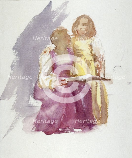 'Seated Woman and a Young Girl', c1864-1930. Artist: Anna Lea Merritt