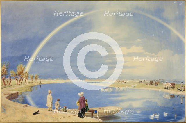 An April Shower: A View from Binsey Ferry Near Oxford, Looking Towards Port..., 1842. Creator: William Turner.