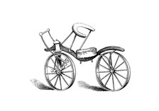 Lewis Gompertz's improvement on Baron von Drais's bicycle, 1821. Artist: Unknown