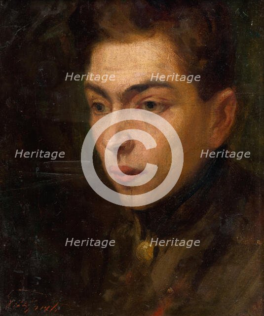 Head Study of a Young Man, around 1890. Creator: Ludovit Pitthordt.