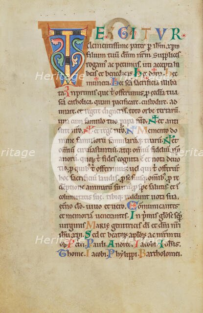 Decorated Initial T; Stammheim Missal, probably 1170s. Creator: Unknown.