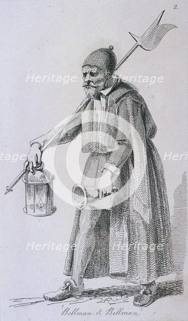 'Bellman & Billman', c1680, Cries of London, (c1819?). Artist: John Thomas Smith