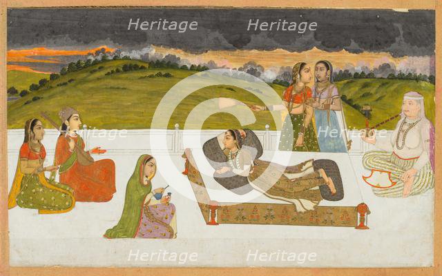 A princess reclining on a terrace with attendants, c. 1730-1740. Creator: Unknown.