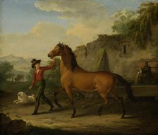 A Groom Leading a Stallion from the Drinking Trough, 1798. Creator: Johann Georg Pforr.