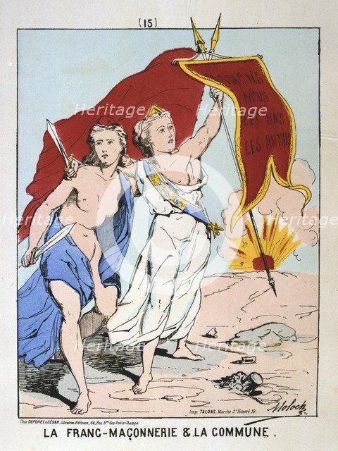 Allegory of 'la Franc-Maconnerie et la Commune', Paris Commune, 1871.  Artist: Anon
