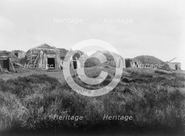 Hooper Bay homes, Hooper Bay, Alaska, c1929. Creator: Edward Sheriff Curtis.