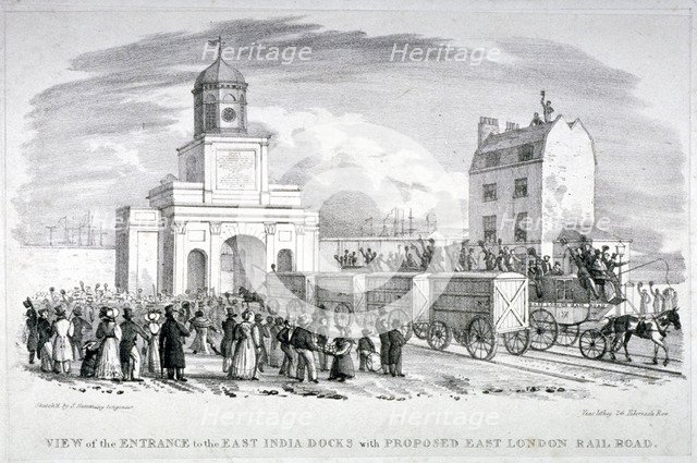 East India Docks, London, c1825.           Artist: Vear
