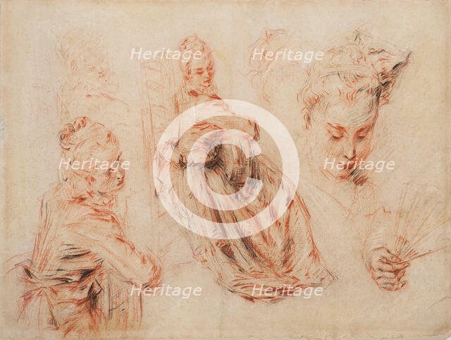 Three Studies of a Seated Woman, about 1717. Creator: Jean-Antoine Watteau.