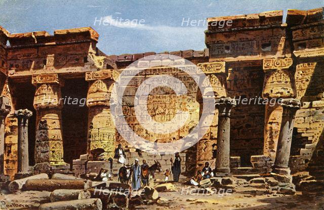 'Courtyard of the temple of Medinet Hobou', c1918-c1939. Creator: Unknown.