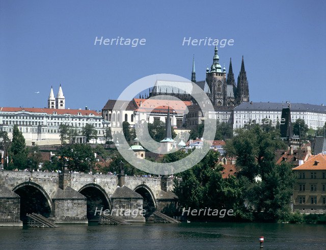 The Charles Bridge, the castle and St Vitus Cathedral, Prague, Czech Republic