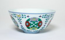 Bowl with Floral Medallions and Stems, Qing dynasty (1644-1911), Yongzheng reign (1723-1735). Creator: Unknown.