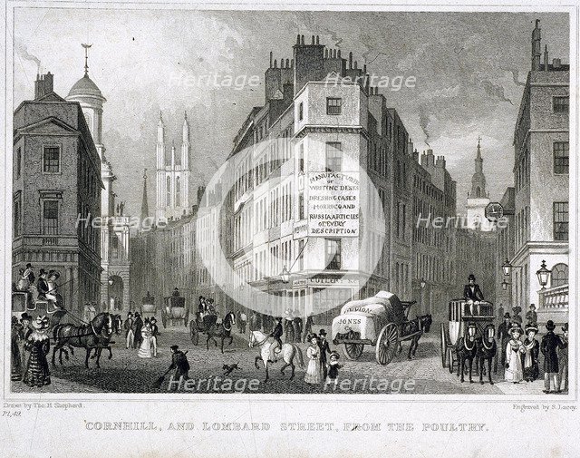 Cornhill, London, 1830. Artist: S Lacey