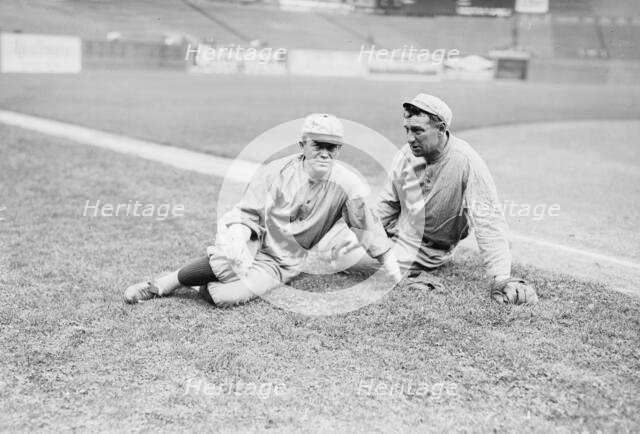 Miller Huggins, St. Louis NL and Art Devlin, New York NL (baseball), 1910. Creator: Bain News Service.