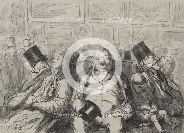 Moment of Rest in the Salon Carré. Creator: Honoré Daumier (French, 1808-1879).