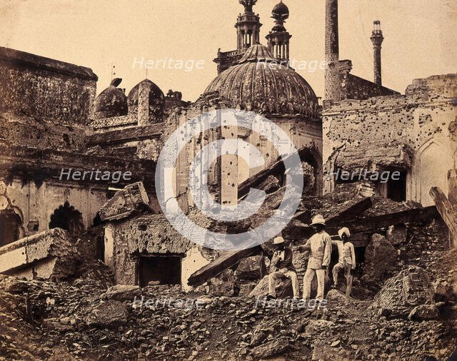 Lucknow, India: the Chutter Munzil, showing damage caused by an explosion during the Indian...c1858. Creator: Felice Beato.