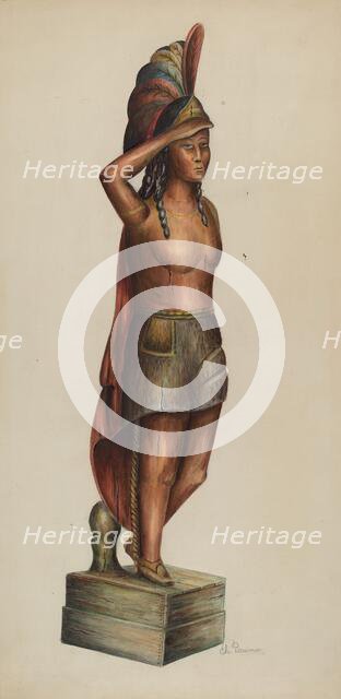 Cigar Store Indian, c. 1937. Creator: Charles Bowman.