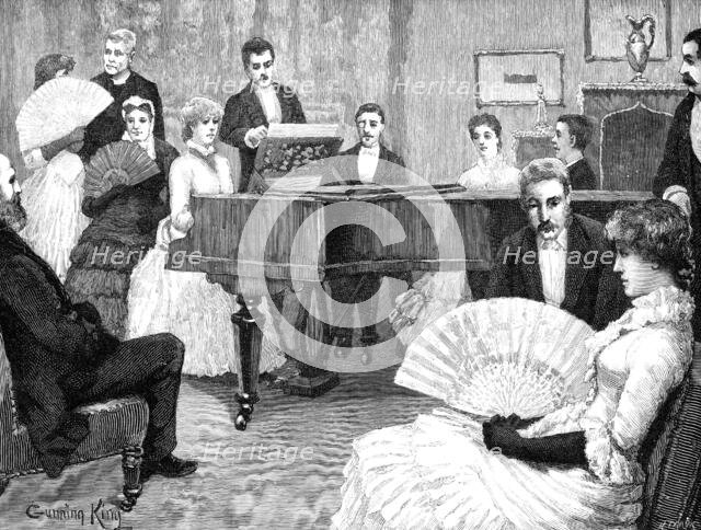 Adair, standing beside Sophy at the piano,...had no cause to find fault with Fortune, 1883. Creator: R. Taylor.