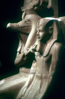The crocodile-god Sobek with Pharaoh Amenhotep III, Sobek Temple, Dakamsha, Egypt, c1380 BC. Artist: Unknown