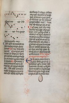 Missale: Fol. 129: contains music for "Hely Hely Lama etc." within St. Mattion Passion, 1469. Creator: Bartolommeo Caporali (Italian, c. 1420-1503).