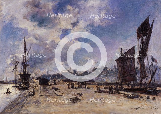 Quay at Honfleur. Artist: Jongkind, Johan Barthold (1819-1891)