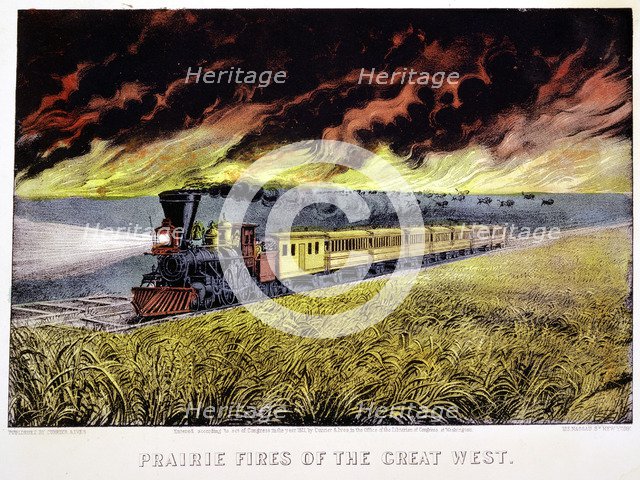 'Prairie Fires of the Great West', USA, 1871. Artist: Currier and Ives