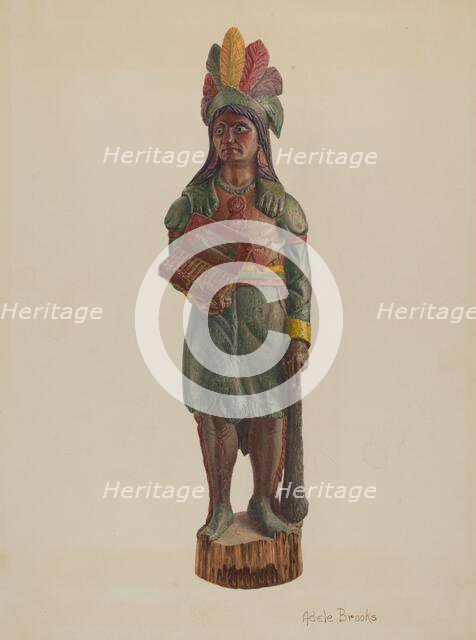 Cigar Store Indian, c. 1939. Creator: Adele Brooks.