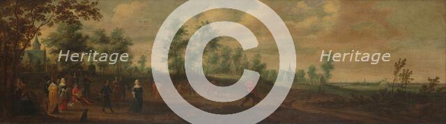 Landscape with a Couple Dancing outside a Country Mansion, 1645. Creator: Pieter Meulener.