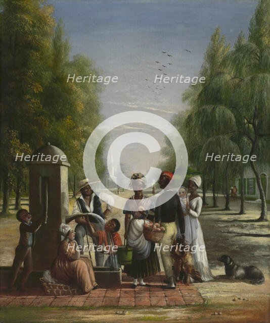 Servants at a Pump, ca. 1840. Creator: Nicolino Calyo.