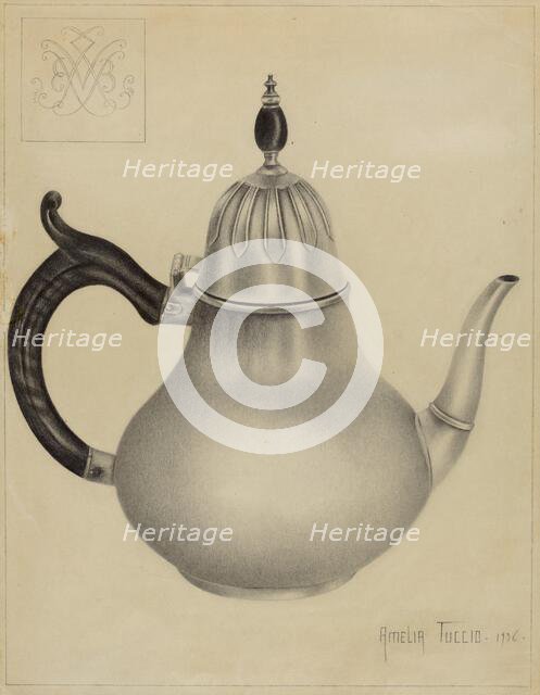 Silver Teapot, 1936. Creator: Amelia Tuccio.