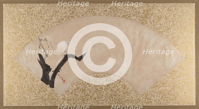 Egret on Tree Stump, late 19th century. Creator: Shibata Zeshin.