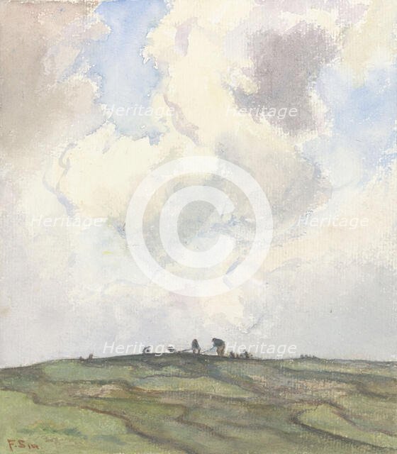 Mending nets on the dunes, 1872-1944. Creator: Frans Smissaert.