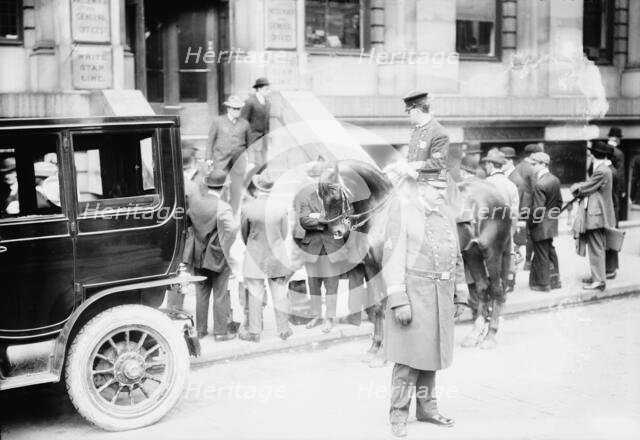 At White Star office after Titanic disaster, 1912. Creator: Bain News Service.