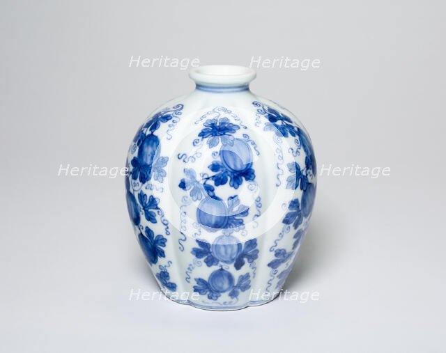 Lobed Jar with Melons, Qing dynasty (1644-1911), Yongzheng reign mark and period  (1723-1735). Creator: Unknown.