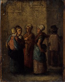 Group of women in the street, 1852. Creator: Charles Raymond Chabrillac.