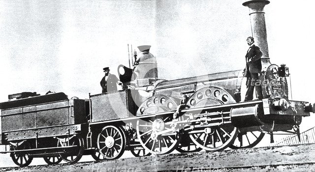 One of the first railway machines, manufactured in Britain, had a speed of 55 kilometers per hour.