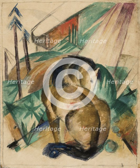 Sitting horse, c. 1912.