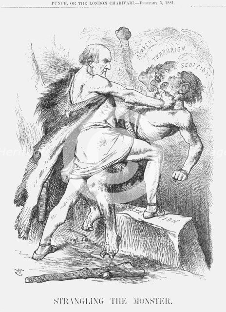 'Strangling the Monster', 1881. Artist: Joseph Swain