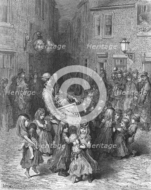 'The Organ in the Court', 1872.  Creator: Gustave Doré.